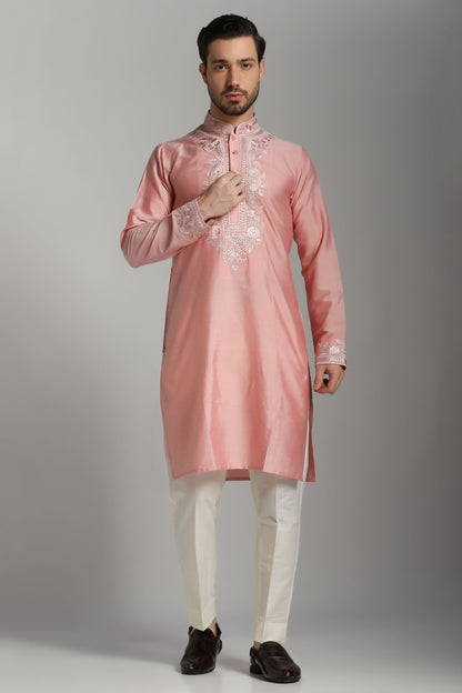 Blush pink kurta set Indian festive wedding wear | Bhavya Bhasin Couture