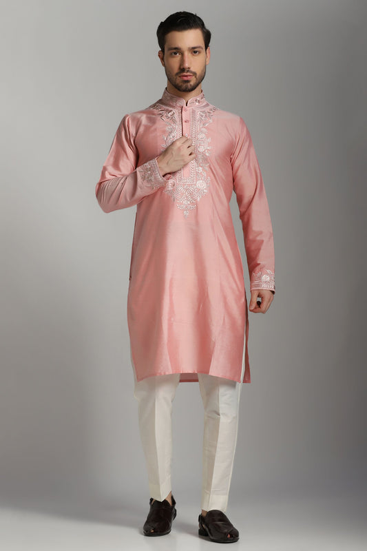 Blush pink kurta set Indian festive wedding wear | Bhavya Bhasin Couture