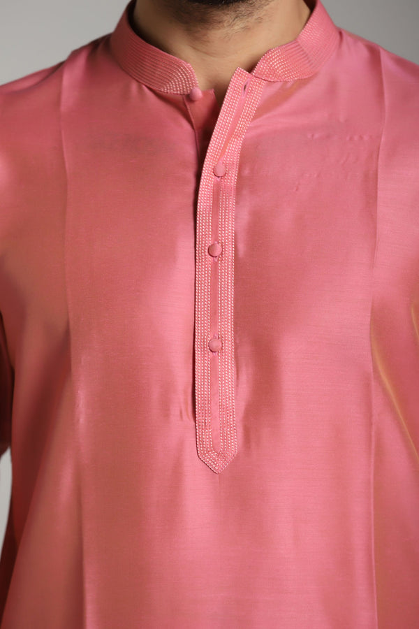 Pink Petals: Kurta with Tagai Work, Paired with Trouser