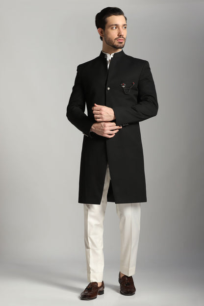 Black 3-button Indo-Western suit for men Indian menswear | Bhavya Bhasin Couture