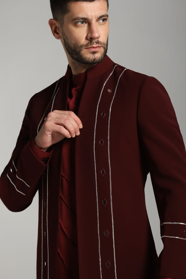 Burgundy Luxe Indo-Western Fusion