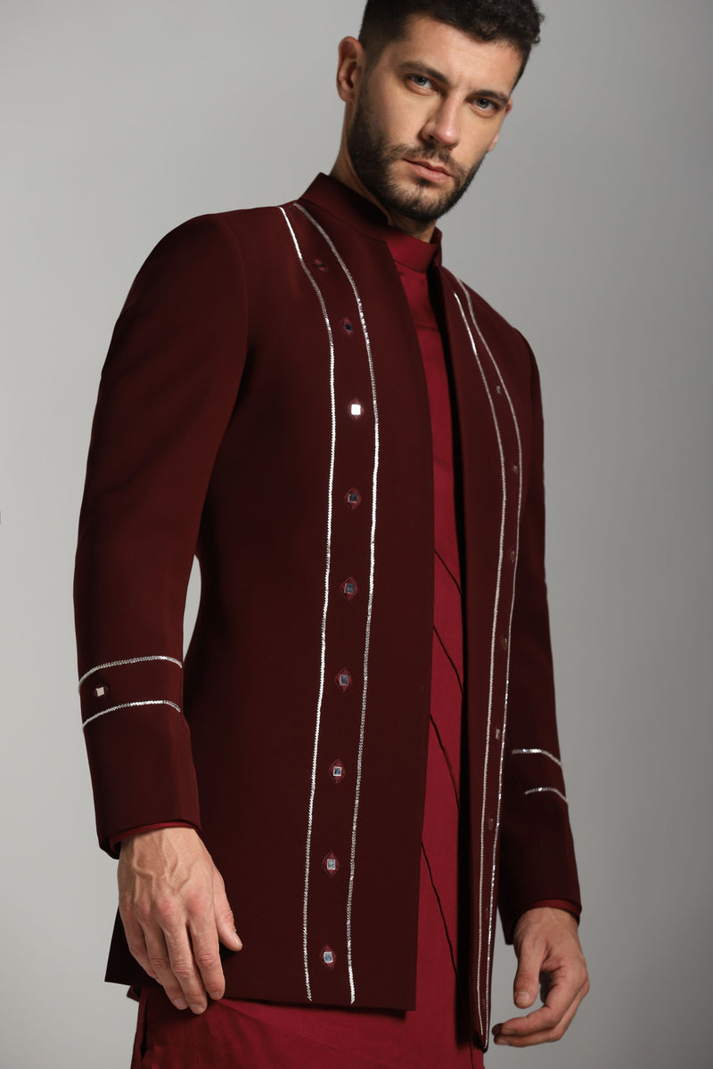 Burgundy Luxe Indo-Western Fusion